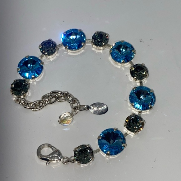 Vintage Beans Creations Bracelet with Swarovski Crystal Blue and Gray 7” In - Picture 3 of 6